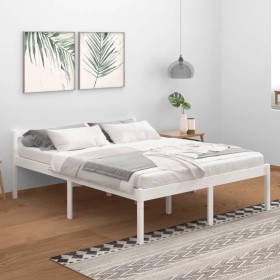 Cama para personas mayores madera maciza pino blanca 160x200 cm