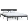 Small double bed frame solid gray wood 120x190 cm by vidaXL, Beds and slatted bases - Ref: Foro24-810119, Price: 95,93 €, Dis...