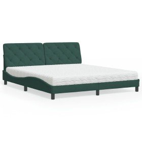 Cama con colchón terciopelo verde oscuro 180x200 cm en Camas y somieres | Comprar online en Foro24