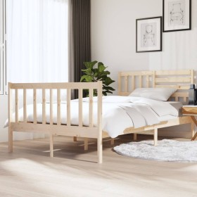 Estructura de cama doble pequeña de madera maciza 120x190 cm de vidaXL, Camas y somieres - Ref: Foro24-3101123, Precio: 128,5...