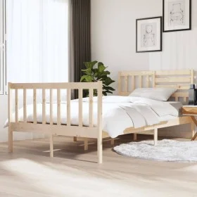 Small solid wood double bed frame 120x190 cm by vidaXL, Beds and slatted bases - Ref: Foro24-3101123, Price: 126,93 €, Discou...