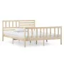 Small solid wood double bed frame 120x190 cm by vidaXL, Beds and slatted bases - Ref: Foro24-3101123, Price: 126,93 €, Discou...