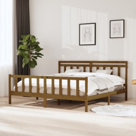 Estructura de cama de madera maciza marrón miel 200x200 cm