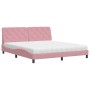 Cama con colchón terciopelo rosa 180x200 cm