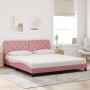 Cama con colchón terciopelo rosa 180x200 cm
