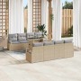 Conjunto de sofá de jardín con cojín 7 pcs beige y gris claro