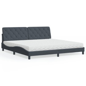 Cama con colchón terciopelo gris oscuro 200x200 cm