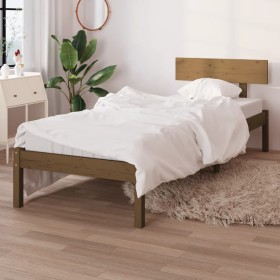 Estructura de cama madera maciza pino marrón miel 100x200 cm