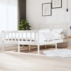 White solid wood bed frame 140x200 cm by vidaXL, Beds and slatted bases - Ref: Foro24-3101154, Price: 150,20 €, Discount: %