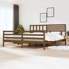 Honey brown solid wood bed frame 200x200 cm by vidaXL, Beds and slatted bases - Ref: Foro24-3101111, Price: 193,20 €, Discoun...