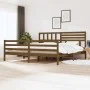 Honey brown solid wood bed frame 200x200 cm by vidaXL, Beds and slatted bases - Ref: Foro24-3101111, Price: 193,20 €, Discoun...