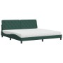 Cama con colchón terciopelo verde oscuro 200x200 cm