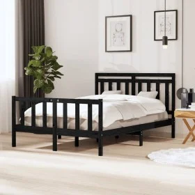 Schwarzer Massivholzbettrahmen 140x190 cm von vidaXL, Betten und Lattenroste - Ref: Foro24-3100703, Preis: 171,47 €, Rabatt: %