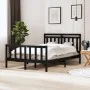 Estructura de cama de madera maciza negra 140x190 cm de vidaXL, Camas y somieres - Ref: Foro24-3100703, Precio: 171,46 €, Des...