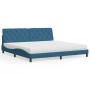 Cama con colchón terciopelo azul oscuro 200x200 cm