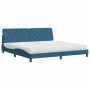 Cama con colchón terciopelo azul oscuro 200x200 cm