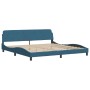 Cama con colchón terciopelo azul oscuro 200x200 cm