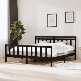 Schwarzer Massivholzbettrahmen 200x200 cm von vidaXL, Betten und Lattenroste - Ref: Foro24-3100982, Preis: 202,48 €, Rabatt: %