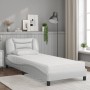 Cama con colchón cuero sintético blanco 90x190 cm