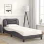 Cama con colchón cuero sintético gris 90x190 cm