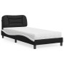 Cama con colchón cuero sintético negro y blanco 90x190 cm