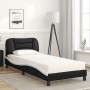 Cama con colchón cuero sintético negro y blanco 90x190 cm