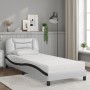 Cama con colchón cuero sintético blanco y negro 90x190 cm