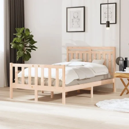 Small solid wood double bed frame 120x190 cm by vidaXL, Beds and slatted bases - Ref: Foro24-3100689, Price: 112,05 €, Discou...