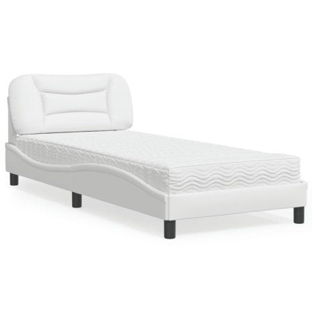 Cama con colchón cuero sintético blanco 90x200 cm en Camas y somieres | Comprar online en Foro24