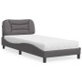 Cama con colchón cuero sintético gris 90x200 cm