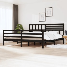 Estructura de cama madera maciza negro 180x200 cm