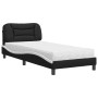 Cama con colchón cuero sintético negro y blanco 90x200 cm