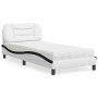 Cama con colchón cuero sintético blanco y negro 90x200 cm en Camas y somieres | Comprar online en Foro24