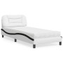 Cama con colchón cuero sintético blanco y negro 90x200 cm