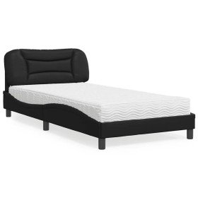 Cama con colchón cuero sintético negro 100x200 cm en Camas y somieres | Comprar online en Foro24