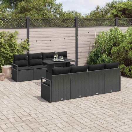 Conjunto de sofá de jardín Manual 7 pcs Negro 100 x 55 x 73 cm
