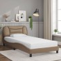 Cama con colchón cuero sintético capuchino 100x200 cm