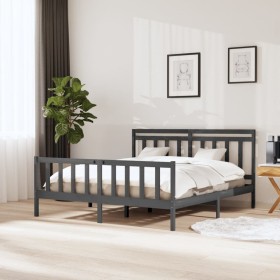 Estructura de cama de madera maciza gris 180x200 cm
