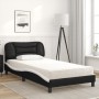 Cama con colchón cuero sintético negro y blanco 100x200 cm