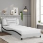 Cama con colchón cuero sintético blanco y negro 100x200 cm