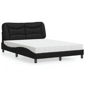 Cama con colchón cuero sintético negro 120x200 cm