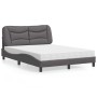 Cama con colchón cuero sintético gris 120x200 cm