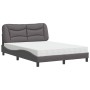 Cama con colchón cuero sintético gris 120x200 cm