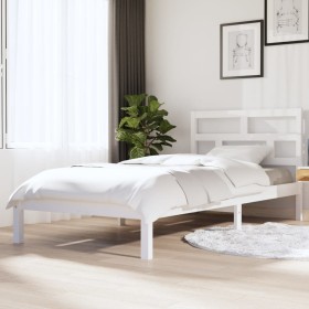 Estructura de cama madera maciza de pino blanco 90x200 cm