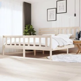 Solid wood bed frame 200x200 cm by vidaXL, Beds and slatted bases - Ref: Foro24-3101173, Price: 158,20 €, Discount: %