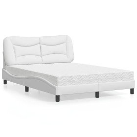 Cama con colchón cuero sintético blanco 140x190 cm en Camas y somieres | Comprar online en Foro24