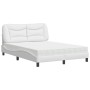 Cama con colchón cuero sintético blanco 140x190 cm