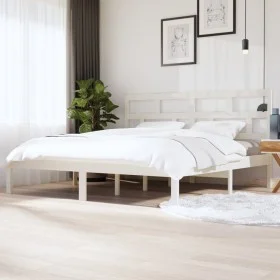 Solid white pine wood bed frame 200x200 cm by vidaXL, Beds and slatted bases - Ref: Foro24-3101239, Price: 150,62 €, Discount: %