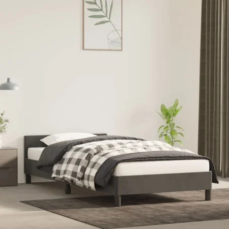 Dark gray velvet bed frame with headboard 100x200 cm by vidaXL, Beds and slatted bases - Ref: Foro24-347556, Price: 79,06 €, ...
