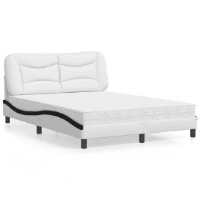Cama con colchón cuero sintético blanco y negro 140x200 cm en Camas y somieres | Comprar online en Foro24